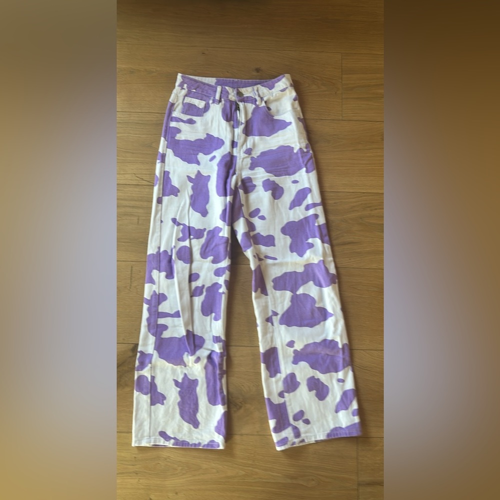 Purple and White Cow Print Camouflage Pants